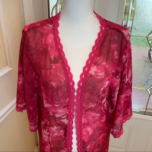 LulaRoe Pink Floral Sheer Duster Kimono Cardigan. Size Small. In‎ Good Condition - Picture 2 of 16